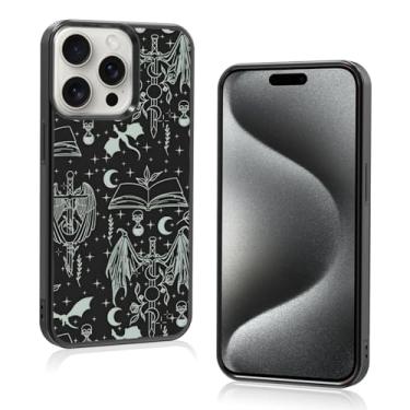Imagem de Odhtst Aesthetic Bookish Fantasy Capa de telefone fina compatível com iPhone 15 Pro 6,1 polegadas, proteção TPU à prova de choque vintage Dragon Wyverns amantes de livros Sage Swords capa de telefone