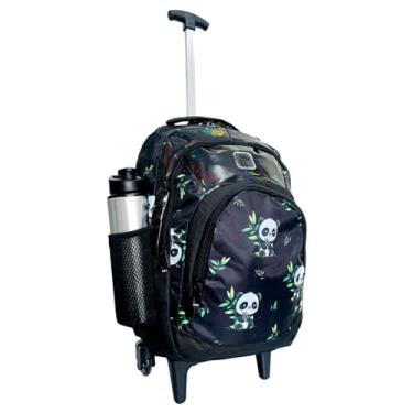 Imagem de Mochila De Rodinhas Panda Menina Escolar Linda Resistente (Preto)