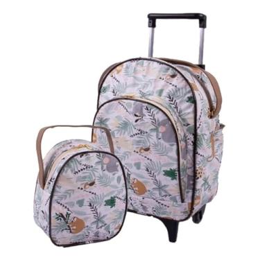 Imagem de Kit Escolar Infantil com Mochila de Carrinho G e Lancheira, 33x25x13cm, Poliéster (Bicho Preguiça)