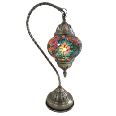 Imagem de Luminária Abajur Turco Mosaico Pendente Vidro E Metal 38cm - Mosaic La