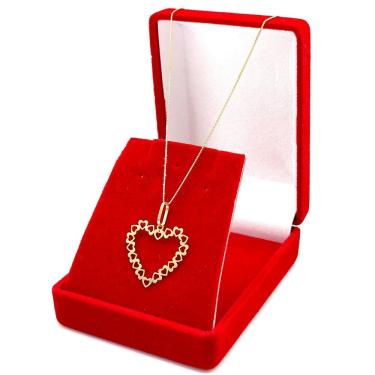 Imagem de Gargantilha Corrente De Ouro 18k Feminina Veneziana 45cm Pingente Coração