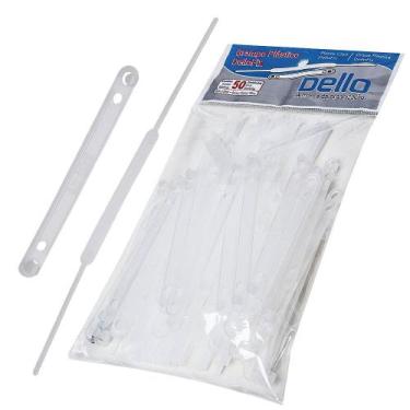 Imagem de Grampo Trilho Plástico Para Pasta Dello Fix 50 Unidades, Branco