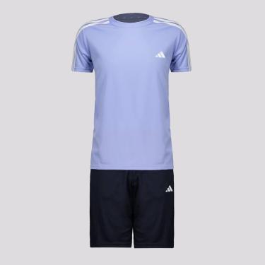 Imagem de Conjunto Adidas 3 Stripes Juvenil Azul e Marinho-Unissex