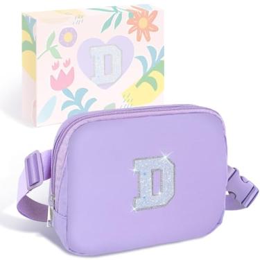 Imagem de COSHAYSOO Pochete de cintura pequena com alça ajustável com patch de letra inicial para mulheres, adolescentes, meninas, corridas, academia, trilhas, mini bolsa transversal para viagem, bolsa moderna,