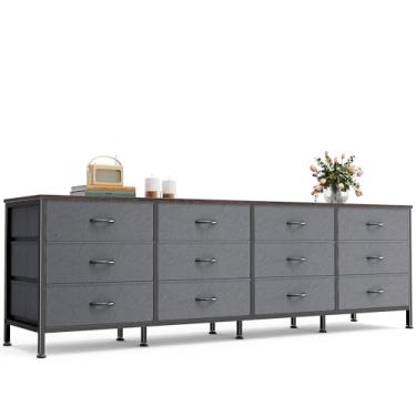 Imagem de Huuger Cômoda de 178 cm para quarto, suporte de TV para TV de 65, 75, 80 polegadas, cômoda longa de 12 gavetas, grande organizador de armazenamento, cômoda larga com armazenamento, gaveta de tecido