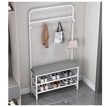 Imagem de Cabide com banco de sapato, corredor 3 em 1, árvore para entrada, multifuncional, corredor, sapateira, organizador de armário para entrada