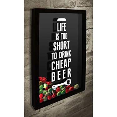 Imagem de Quadro Porta Tampinhas Life is short - Quadro Novo, Preto, 30x40