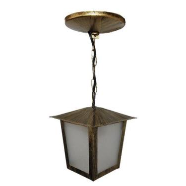 Imagem de Pendente Colonial Quadrada L2C em Aço - Ideal Iluminação, Ouro Velho