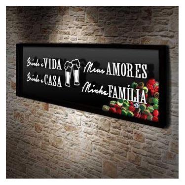 Imagem de Quadro Porta Tampinhas Brindo a Casa - Quadro Novo, Preto, 64 x 26 cm