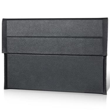 Imagem de CPNVWA Capa de couro de microfibra para laptop para MacBook Pro/Max M3 M2 M1 de 14 polegadas, capa para laptop com suporte, antiarranhões, resistente ao desgaste e durável, preta