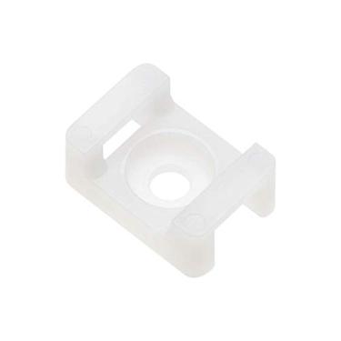 Imagem de Suporte de cabo uxcell com base tipo sela, suporte de arame permanentemente de âncora para mesa de parede, 23 x 16 x 10 mm, branco, orifício de 5 mm, 100 peças