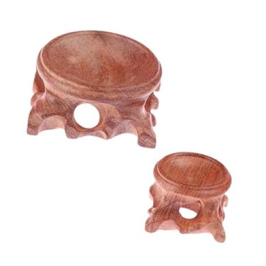 Imagem de Esquirla 2x Stand de exibição de madeira, suporte de, decorativo, colecionáveis ​​esfera globo stone holder ovo base para decoração de esfera de bola de