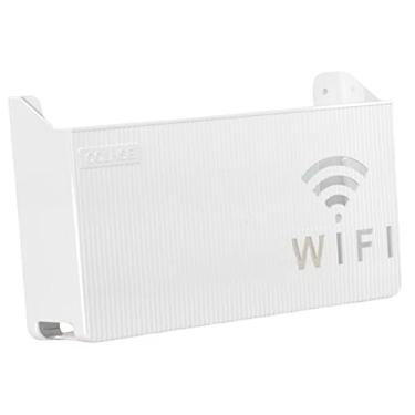 Imagem de Prateleira de roteador/pendurado na parede/funciones//prateleiras organizador de suporte de fio para licencia de tomada de controle remoto, BRANCO