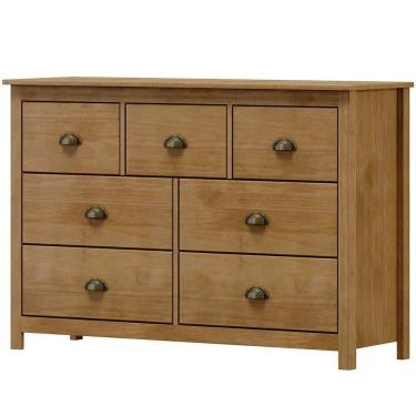 Imagem de Comoda 7 Gavetas Madeira Maciça 125 Cm 9174 Freijo Milani Store