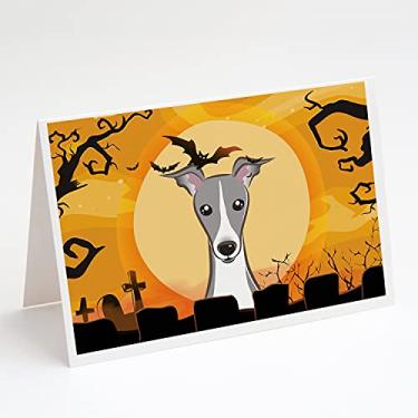 Imagem de Caroline's Treasures BB1794GCA7P Cartões de felicitações e envelopes galgo italiano para Halloween Pacote com 8, 7 x 5, multicolorido