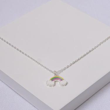 Imagem de Colar Folheado a Prata Arco-Íris com Resina Colorida Infantil - Ralifl