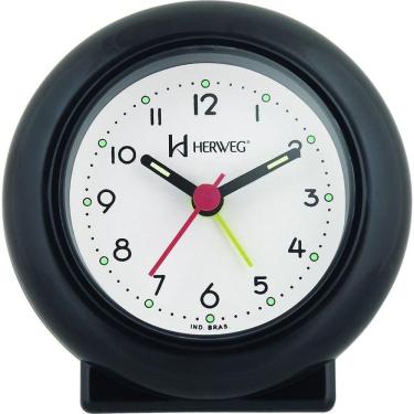 Imagem de Despertador Analógico Redondo Tradicional Quartz Preto - Preto