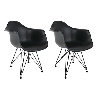 Imagem de Conjunto com 2 Cadeiras Eames com Braços Preta - Base Eiffel Preta