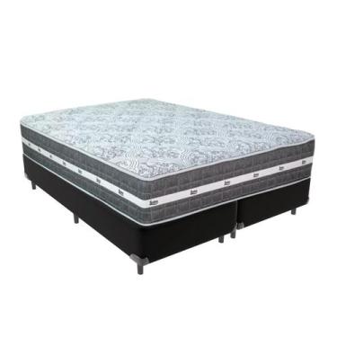 Imagem de Cama Box Queen Preto + Colchão Black Graphite 32 Molas Ensacadas Anjos