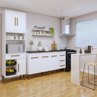 Imagem de Conjunto 2 Peças Paneleiro com Fruteira e Balcão 3 Portas Caxias Branco