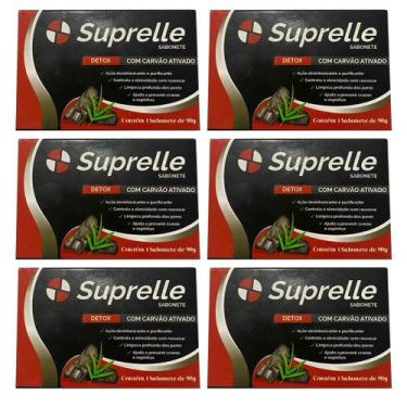 Imagem de Kit 6 Sabonete Suprelle Carvão Ativado 90G