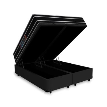 Imagem de Cama Box Baú Queen + Colchão De Espuma D33 - Castor - Black White Double Face 158x198x69cm Preto