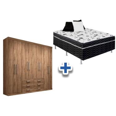 Imagem de Cama Box Conjugada Casal Union Ortobom + Guarda Roupa Master 8.6 Atacama