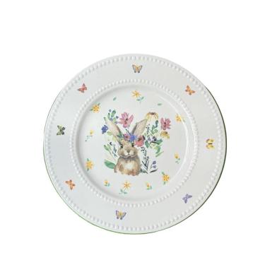 Imagem de Prato raso pascoa de porcelana sweet bunny branco