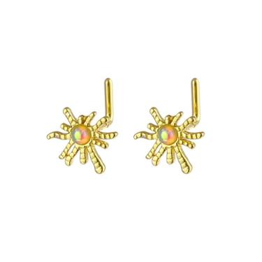 Imagem de Niaspi 20 g em forma de L opala sol nariz anéis para mulheres hipoalergênico 316L aço cirúrgico colorido sol nariz anel de declaração piercing de narina joia 2 peças, 20g, Aço inoxidável, Sem Pedra