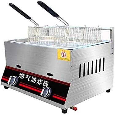 Imagem de Fritadeira Comercial A Gás 6L/12L Máquina De Torre De Batata Frango Frito Fritadeira A Gás Com Suporte De Ajuste Manual De Temperatura,12L Monocilíndrico,Collector88