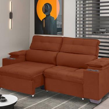 Imagem de Sofá Manaus 180cm Retrátil e Reclinável Terracota