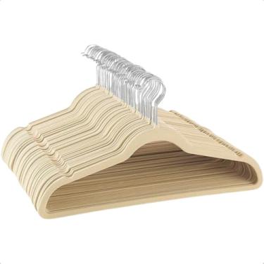 Imagem de Kit 10 Cabide Veludo Slim Adulto Antideslizante Cor Bege