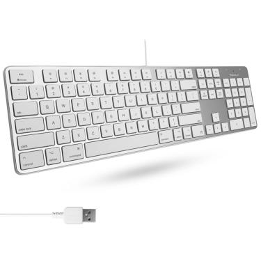Imagem de Teclado Macally Ultra-Slim USB com fio e teclado numérico prateado