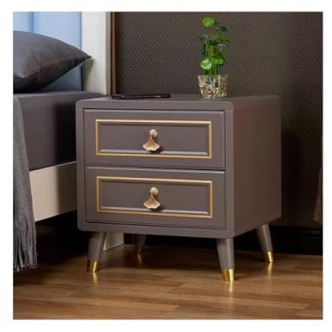 Imagem de PEYNIR Mesa de cabeceira marrom moderna simples mesa de cabeceira estreita pequena caixa de cabeceira conjunto de 2 com gavetas mesa lateral quarto mesas de canto armário cabeceira baú estreito