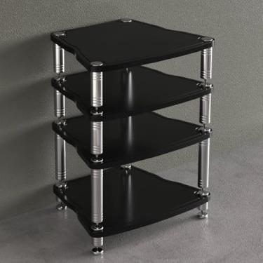 Imagem de WUHUQN Suporte de mídia, rack de áudio dividido com absorção de choque, suporte de áudio de DVD portátil multicamadas, gabinete estéreo aberto, adequado para suporte de TV de vídeo/DJ/disco de teatro