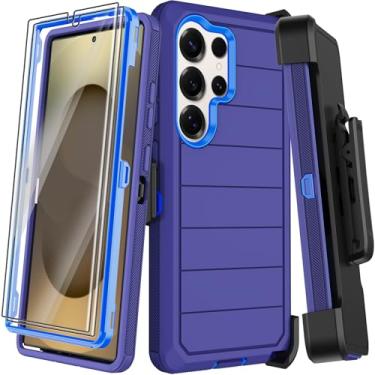 Imagem de KECAI Capa para Samsung Galaxy S25 Ultra com coldre de clipe de cinto, 2 películas protetoras, resistente à prova de choque, proteção contra quedas de grau militar, capa robusta para celular com