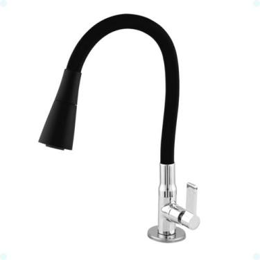 Imagem de Torneira Gourmet Cozinha Bancada Pia Metal Flexível Jato Duas Funções 