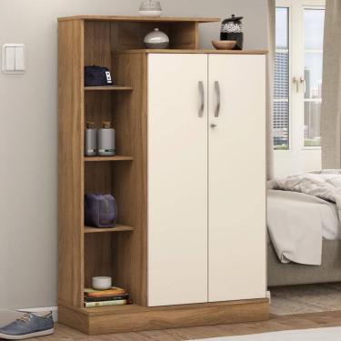 Imagem de Armário Multiuso Sapateira 2 Portas Com Chave Elite Amêndola Touch Off White