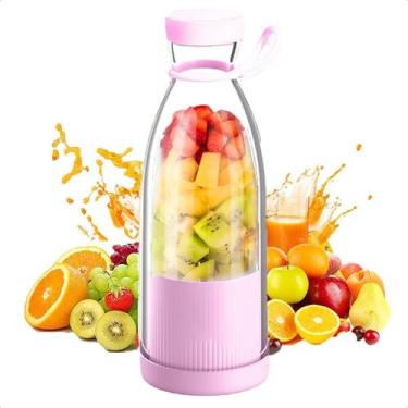 Imagem de Garrafa Mixer Juicer Portátil Recarreg.Usb 350Ml - Rosa - Outlet Braga