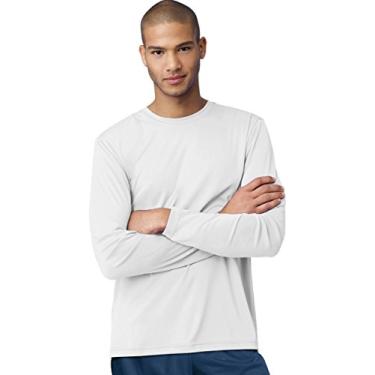 Imagem de Hanes Cool DRI'Performance mens Long-Sleeve T-Shirt,White,Medium