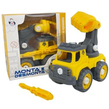 Imagem de Caminhão Monta e Desmonta Com Chave, Carrinho de Construção Civil, Brinquedo Infantil Educativo Com Ferramenta (Garra)