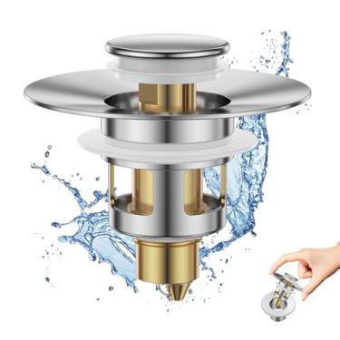 Imagem de Jomst Tampa De Pia Banheiro, Filtro Ralo Bath Universal, Teste Pop-Up 10.000, Antientupimento 2 Em 1, Plugue Pia, Com Núcleo Bala Latão Para Coletor Cabelo 1,1 A 1,5 Pol.