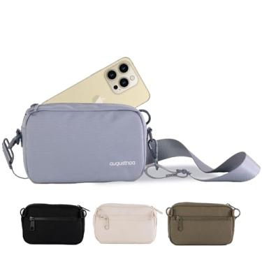 Imagem de augustnoa Pochete antifurto para homens e mulheres em creme, bolsa transversal com alça ajustável, bolsa de cintura impermeável feita de garrafas recicladas, bolsa de cinto moderna com vários bolsos,