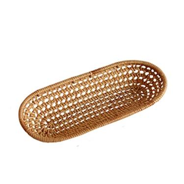 Imagem de Cesta de pão de vime, cesta de exibição de frutas e vegetais de supermercado, caixa de armazenamento, cesta de tecido, cesta de frutas (tamanho: 27 cm) (18 cm)