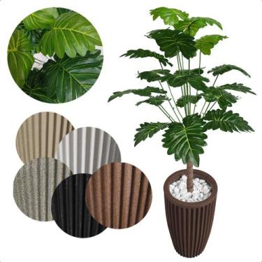 Imagem de Bananinha Artificial Folhas Verdes Grande Vaso Decoração - Flor de Men