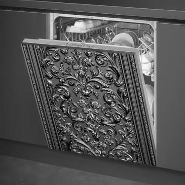 Imagem de BlissYard Ímã floral preto para lava-louças 58 x 66 cm padrão de flor de metal enseada geladeira painel magnético decalques flores esculpidas videiras pretas arte pele adesivo capa de porta de