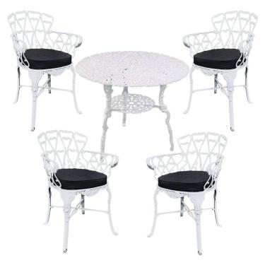 Imagem de 4 Cadeiras Viena Alumínio Mesa área Externa Jardim Varanda Preto