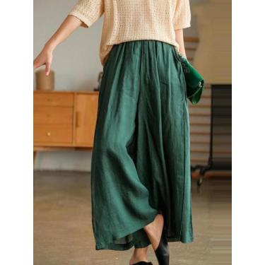 Imagem de Calça Feminina Soltinha de Verão - Perna Larga, Tornozelo, Moda Corean