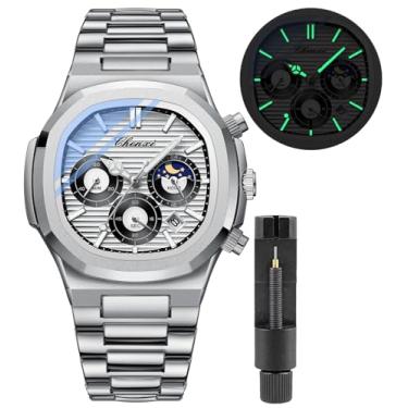 Imagem de Gosasa Relógios masculinos modernos de aço inoxidável, estilo luxuoso, quartzo luminoso, à prova d'água, mostrador analógico, relógio de pulso masculino, T - prata, Negócios