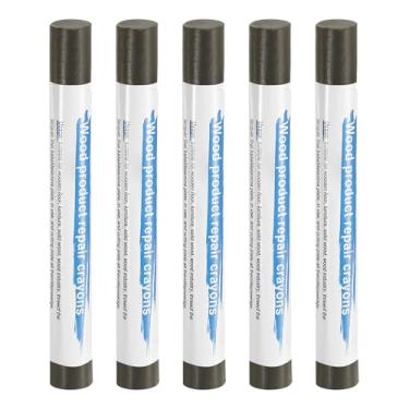 Imagem de HARFINGTON 5 peças de bastões de enchimento de madeira, cera de madeira, retoque de móveis, gizes de cera para reparo de madeira, madeira tecnológica E